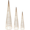 Clayre & Eef 50828 Juego de 3 Conos Decorativos LED Ø20x80/16x60/11x40cm