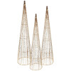 Clayre & Eef 50828 Juego de 3 Conos Decorativos LED Ø20x80/16x60/11x40cm