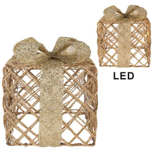 Clayre & Eef 66311 Decoración Regalo LED Set de 3 Dorado