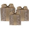Clayre & Eef 66312 Decoración Regalo LED Juego de 3 Dorado