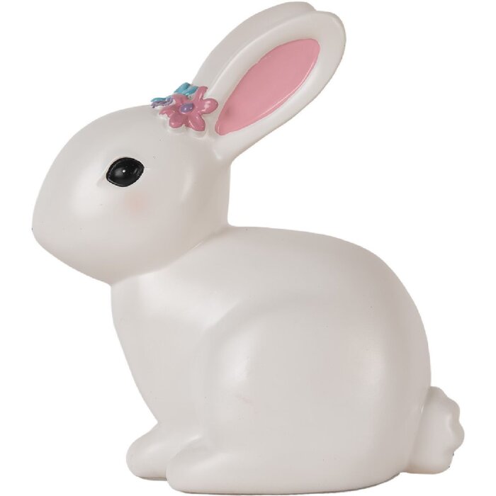 Clayre & Eef 6LMP805 Luz Nocturna Conejo LED 21x13x22 cm Blanco-Rosa