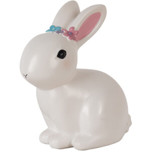 Clayre & Eef 6LMP805 Luz Nocturna Conejo LED 21x13x22 cm Blanco-Rosa