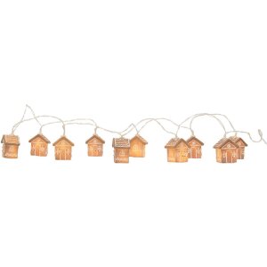 Clayre & Eef 6LMP817 Cadena de luces decorativa Casas 10 Luces LED 150cm