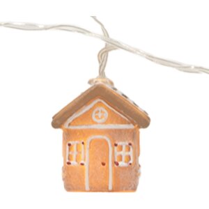 Clayre & Eef 6LMP817 Cadena de luces decorativa Casas 10 Luces LED 150cm