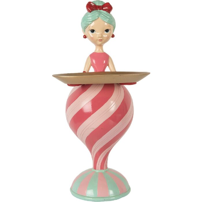 Clayre & Eef Decoración Niño con Cuenco Rosa Verde 22x20x46 cm