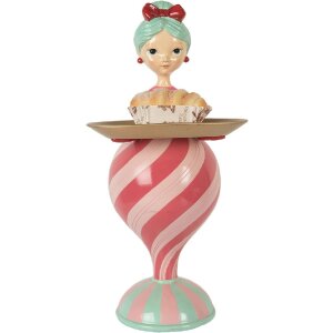 Clayre & Eef Decoración Niño con Cuenco Rosa Verde 22x20x46 cm