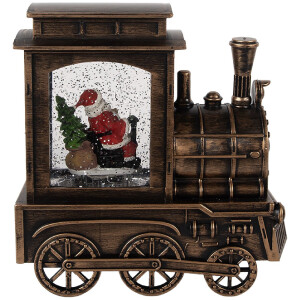 Clayre & Eef 66413 Decoración Locomotora con Papá Noel 20x9x21 cm / 3xAA