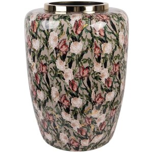 Clayre & Eef 66377 Florero decorativo Gris-Rosa 33x44 cm