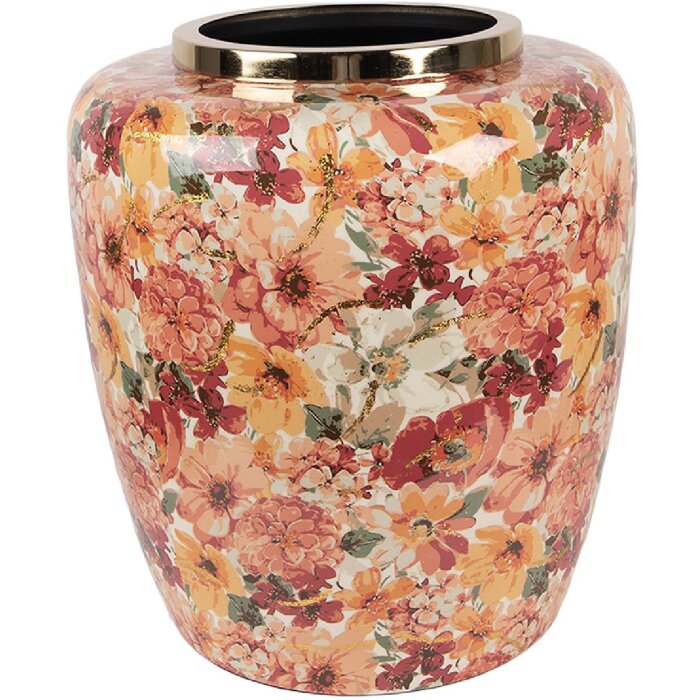 Clayre & Eef 66378 Decoración Jarrón Ø 33x36 cm Beige-Naranja