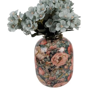Clayre & Eef 66389 Florero Decorativo Verde Rosado Ø 17x22 cm