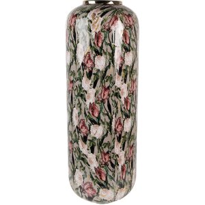 Clayre & Eef 66391 Decoración Jarron Gris-Rosa Ø 25x70 cm