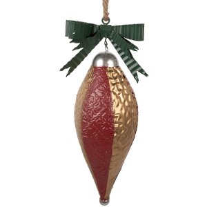 Clayre & Eef 6Y5926 Adorno de Navidad 15x12x36 cm Rojo-Dorado