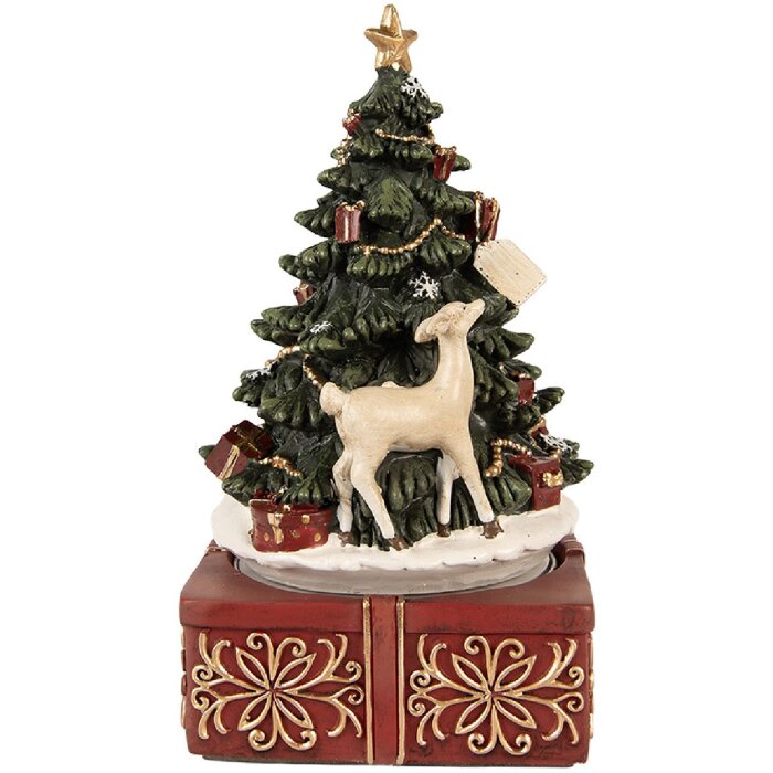 Clayre & Eef Caja de Música Árbol de Navidad Ø 11x19 cm