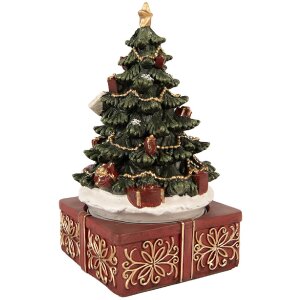 Clayre & Eef Caja de Música Árbol de Navidad Ø 11x19 cm