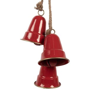 Clayre & Eef 6Y5910 Adorno Colgante Campanas Rojo y Dorado 11x11x48 cm