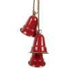 Clayre & Eef 6Y5910 Adorno Colgante Campanas Rojo y Dorado 11x11x48 cm