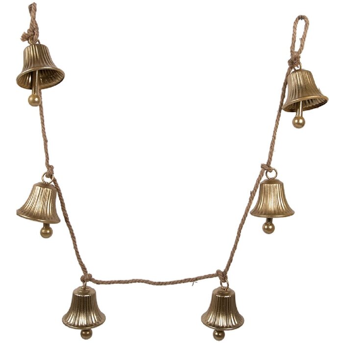 Clayre & Eef Adorno Colgante Campanilla Dorado 9x9x135 cm
