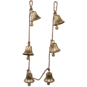 Clayre & Eef Adorno Colgante Campanilla Dorado 9x9x135 cm