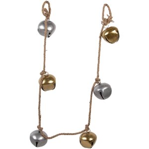 Clayre & Eef 6Y5912 Adorno con Campanillas 8x8x135 cm Dorado Plateado