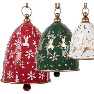 Clayre & Eef Decoración Campanas Set de 3 Rojo Verde Blanco