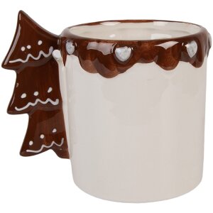 Clayre & Eef Taza 13x10x11 cm 400 ml Blanco Marrón