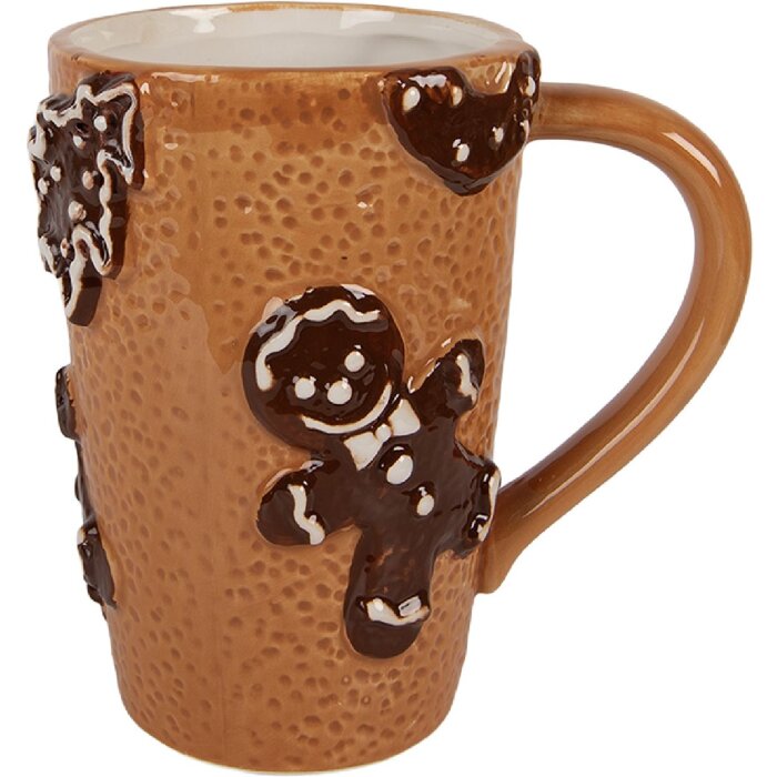 Clayre & Eef Taza 14x10x15 cm 575 ml Marrón Beige Cerámica