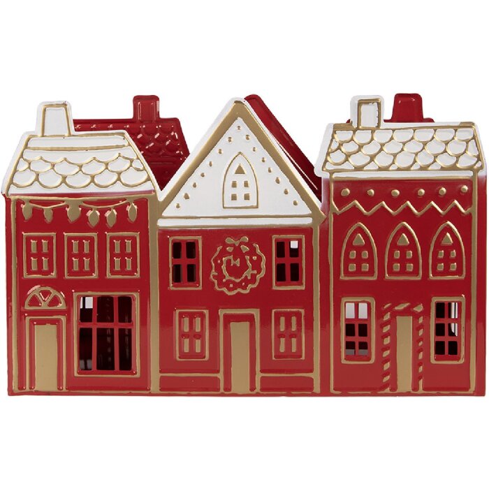 Clayre & Eef 6Y5919 Candelabro 38x13x25 cm Rojo Blanco