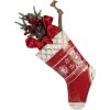 Clayre & Eef 5Y1381 Decoración Calcetín Navideño Rojo/Blanco 25x6x66 cm