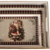 Clayre & Eef 66396 Juego de Bandejas 3 Piezas Beige-Rojo 40x30x4cm