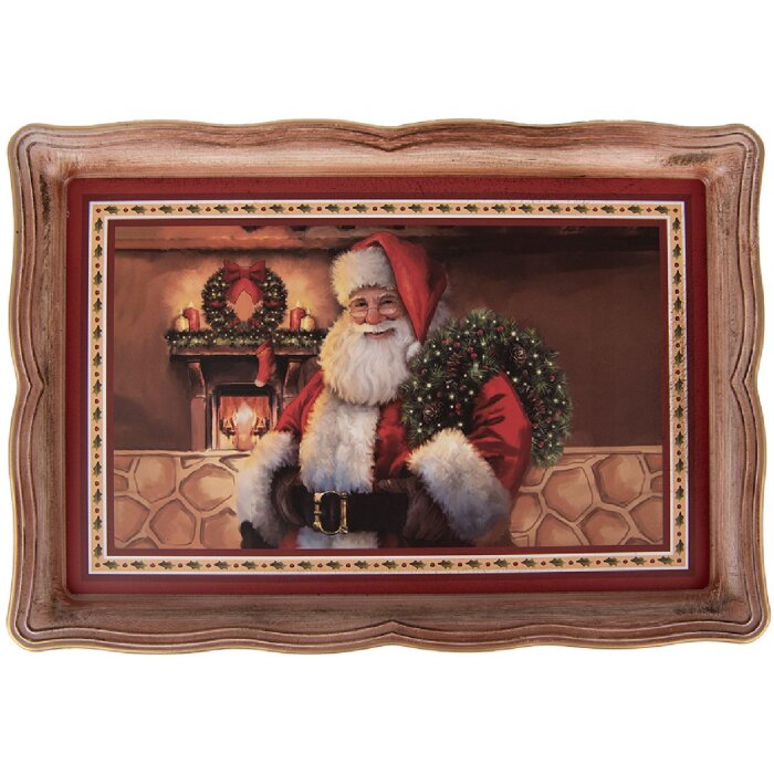 Clayre & Eef 66397 Bandeja 31x22x2 cm Marrón Rojo