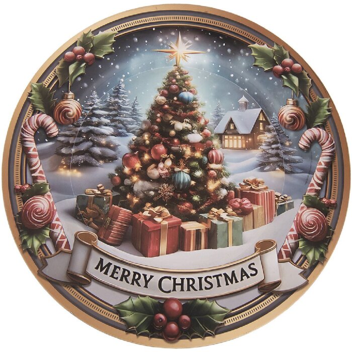 Clayre & Eef 66398 Plato Decorativo Ø 33x1 cm Gris Rojo