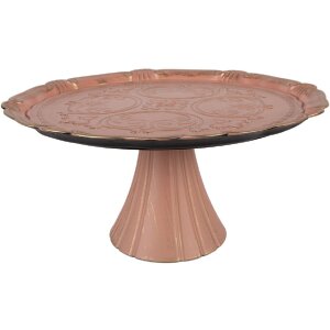 Clayre & Eef 66399 Plato para Tartas Rosa Dorado 32x15 cm
