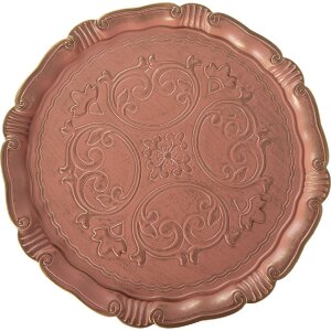 Clayre & Eef 66399 Plato para Tartas Rosa Dorado 32x15 cm