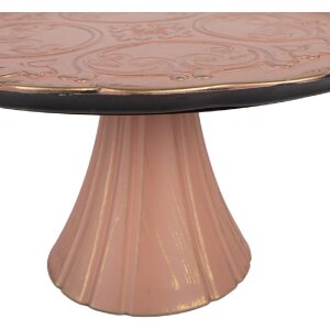 Clayre & Eef 66399 Plato para Tartas Rosa Dorado 32x15 cm