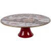 Clayre & Eef 66400 Plato para Tartas Ø 29x10 cm Blanco-Rojo
