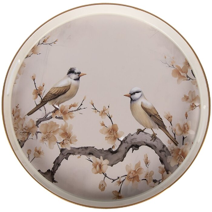 Clayre & Eef Bandeja Ø 46x4 cm Beige Marrón