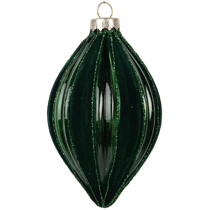 Clayre & Eef Adorno navideño Verde Ø 7x12 cm