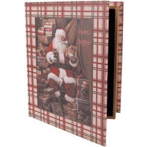 Clayre & Eef Cajas en forma de libro 3er Set Marrón/Rojo