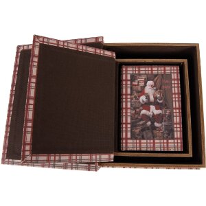 Clayre & Eef Cajas en forma de libro 3er Set Marrón/Rojo