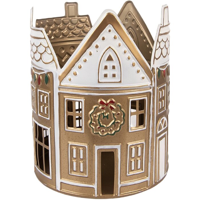 Clayre & Eef Candelabro Ø 18x22 cm Dorado Blanco