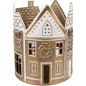 Clayre & Eef Candelabro Ø 18x22 cm Dorado Blanco