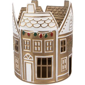 Clayre & Eef Candelabro Ø 18x22 cm Dorado Blanco