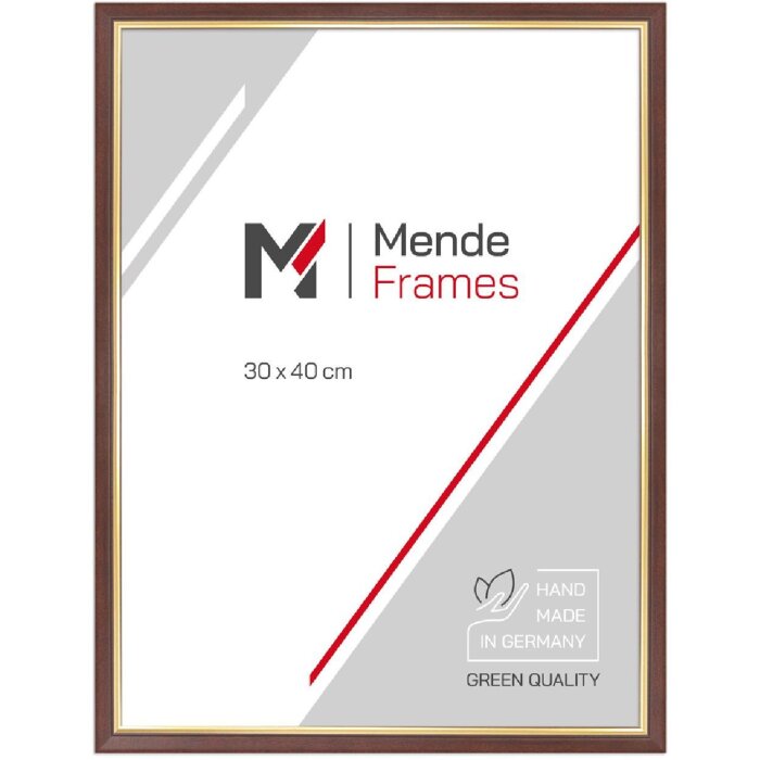Marco de fotos de madera MendeFrames H007 Nocello con borde dorado 42x59,4 cm