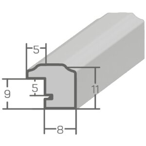 Marco de fotos de madera H011 Blanco 4,5x5,5 cm con cristal de seguridad