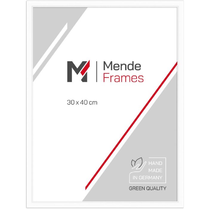 Marco de fotos de madera MendeFrames H011 Blanco 21x29,7 cm con vidrio de museo