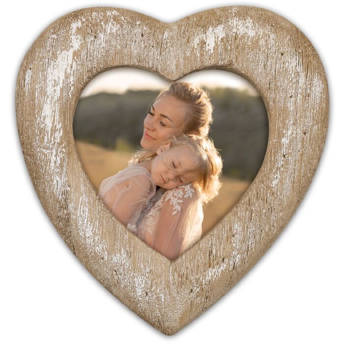Marco de fotos de madera Amor 10x10 cm Marco de fotos con forma de corazón RE8244