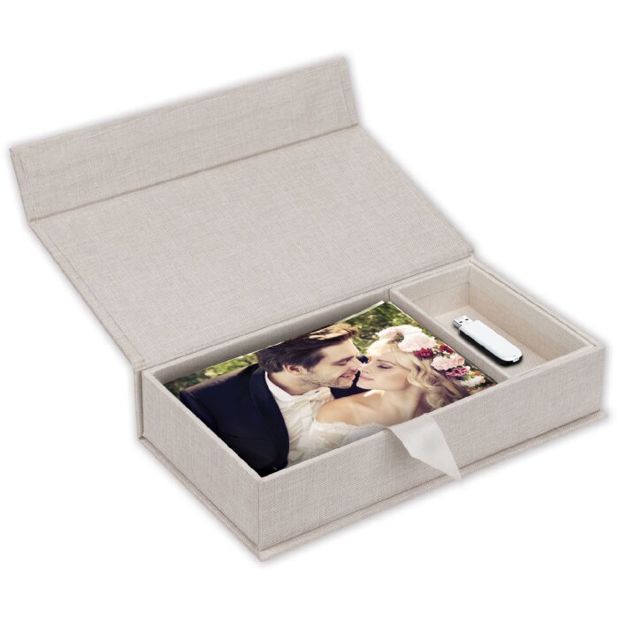 ZEP Fotobox Lodi 15x20 cm con compartimento USB Crema BY568B