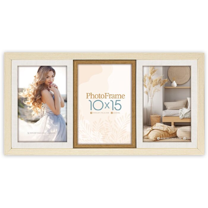 Ramo de fotos ZEP SH346 PS 3x10x15 cm Como 3Q Blanco natural/Marrón