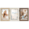 Marco de fotos de madera Trani para 3 fotos 10x15 cm Marrón/Beige/Crema 37,5x17,5 cm