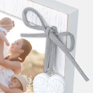 Marco de fotos de madera Ellen 13x18 cm blanco con corazón